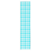 Blauw Witte Ruitjesprint Korte Tafelloper (Voorkant)