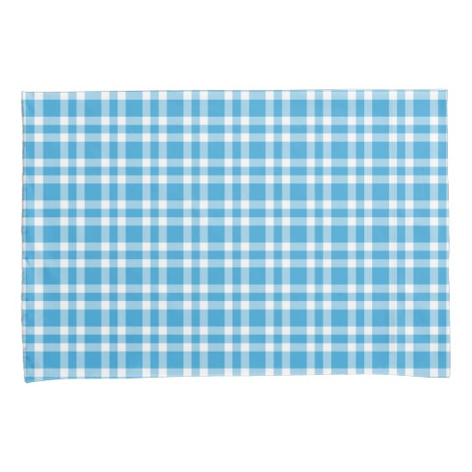 Blauw Witte Ruitjesprint Kussensloop (Voorkant-Rechts)