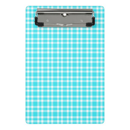 Blauw Witte Ruitjesprint Mini Klembord (Voorkant)