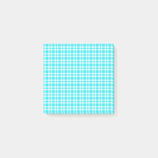 Blauw Witte Ruitjesprint Post-it® Notes (Voorkant)