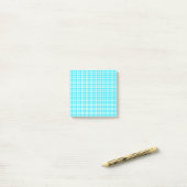 Blauw Witte Ruitjesprint Post-it® Notes (Op bureau)