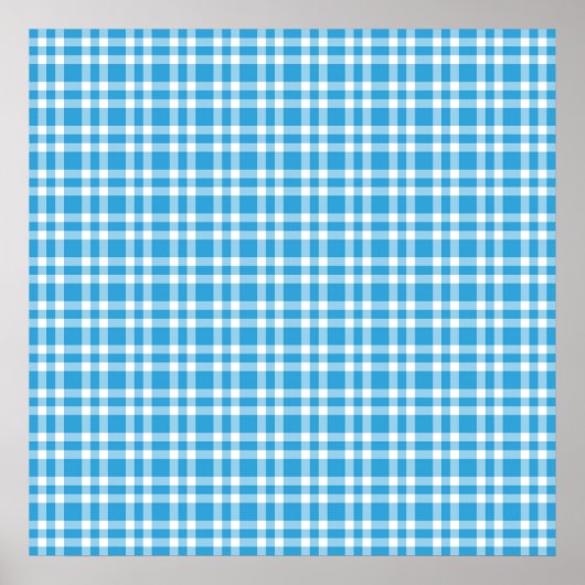 Blauw Witte Ruitjesprint Poster (Voorkant)