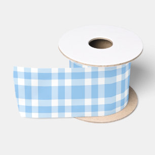 Blauw Witte Ruitjesprint Satijnen Lint