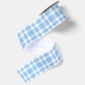 Blauw Witte Ruitjesprint Satijnen Lint (Achterkant)