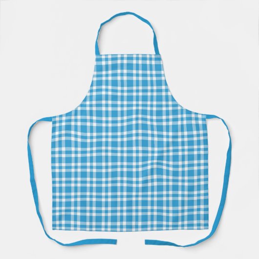 Blauw Witte Ruitjesprint Schort (Voorkant)