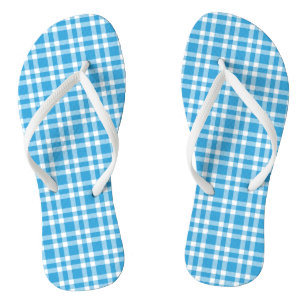 Blauw Witte Ruitjesprint Teenslippers