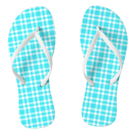 Blauw Witte Ruitjesprint Teenslippers (Voetbed)