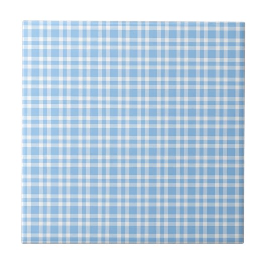 Blauw Witte Ruitjesprint Tegeltje (Voorkant)