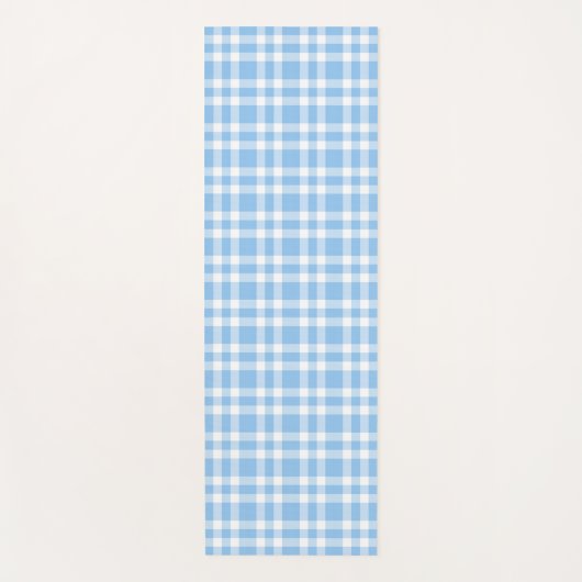 Blauw Witte Ruitjesprint Yogamat (Voorkant)