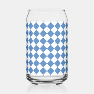 Blauw Witte Ruitpatroon Blikvorm Glas
