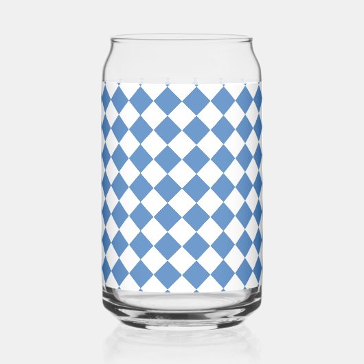 Blauw Witte Ruitpatroon Blikvorm Glas (Voorkant)