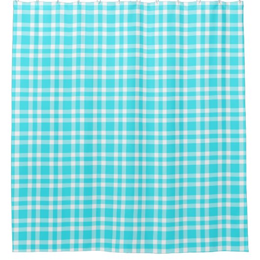 Blauw Witte Ruitpatroon Douchegordijn (Voorkant)