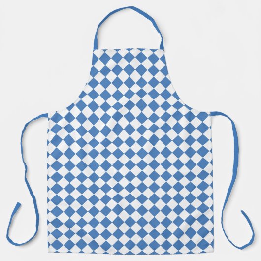 Blauw Witte Ruitruit Diamant Patroon Schort (Voorkant)