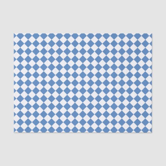 Blauw Witte Ruitruit Diamant Patroon Tissuepapier (Voorkant)