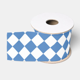 Blauw Witte Ruitruitpatroon Grosgrain Lint
