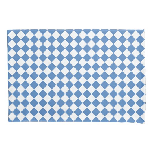 Blauw Witte Ruitruitpatroon Kussensloop (Voorkant)