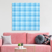 Blauw Witte Rut Abstract Patroon Canvas Afdruk (Insitu (Woonkamer))
