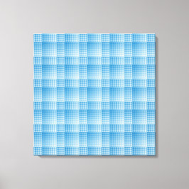 Blauw Witte Rut Abstract Patroon Canvas Afdruk