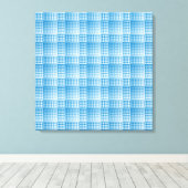 Blauw Witte Rut Abstract Patroon Canvas Afdruk (Insitu (Houten vloer))