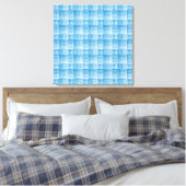 Blauw Witte Rut Abstract Patroon Canvas Afdruk (Insitu (Slaapkamer))