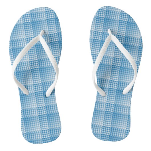 Blauw Witte Rut Abstract Patroon Teenslippers (Voetbed)