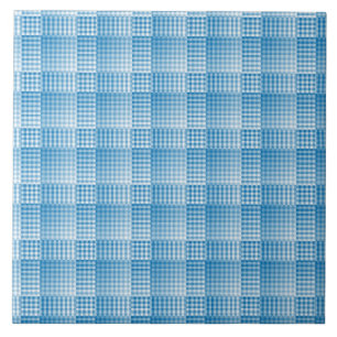 Blauw Witte Rut Abstract Patroon Tegeltje