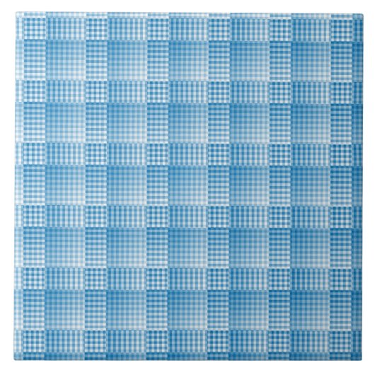 Blauw Witte Rut Abstract Patroon Tegeltje (Voorkant)