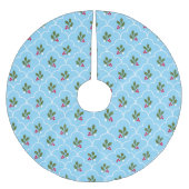 Blauw-witte Scallop Holly Berry Kerstmis Kerstboom Rok (Voorkant)