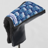Blauw Witte Scandinavische Tulpen Persoonlijk Golfheadcover (3/4 voorkant)