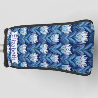 Blauw Witte Scandinavische Tulpen Persoonlijk Golfheadcover