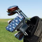 Blauw Witte Scandinavische Tulpen Persoonlijk Golfheadcover (Insitu)
