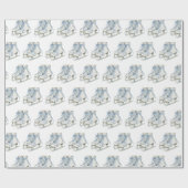 Blauw Witte Schaatsen Kerst Cadeaupapier (Vlak)