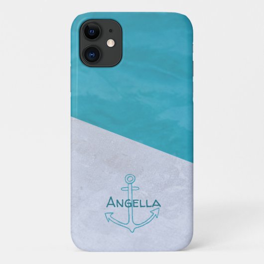 Blauw Witte Scheepsanker Zomer Naam op Maat Case-Mate iPhone Case (Achterkant)