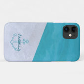 Blauw Witte Scheepsanker Zomer Naam op Maat Case-Mate iPhone Case (Achterkant (horizontaal))