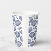 Blauw-witte schelp strand papieren bekers (Links)