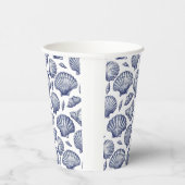 Blauw-witte schelp strand papieren bekers (Rechts)