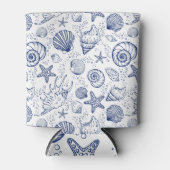 Blauw-Witte Schelp Zeester Blikjeskoeler (Voorkant)