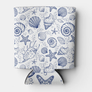 Blauw-Witte Schelp Zeester Blikjeskoeler