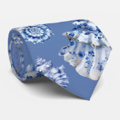 Blauw witte schelpen stropdas (Opgerold)