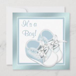 Blauw Witte Schoenen Elegante Blauwe Baby Shower v Kaart