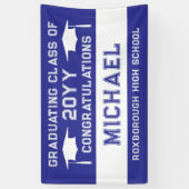 Blauw-witte schoolkleuren Afstuderen Spandoek (Verticaal)