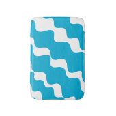Blauw-witte schuine golven patroon badmat (Voorkant Verticaal)