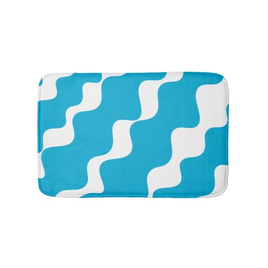 Blauw-witte schuine golven patroon badmat (Voorkant)