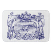 Blauw-witte scroll cartouche met zwaan badmat (Voorkant)