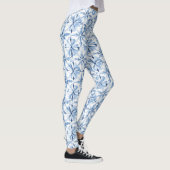 Blauw Witte Siciliaanse Bloem Leggings (Rechts)