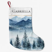 Blauw Witte Sneeuw Kerstboom Kleine Kerstsok (Voorkant)