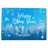 Blauw-witte sneeuw nieuwjaar groot cadeauzakje (Achterkant)