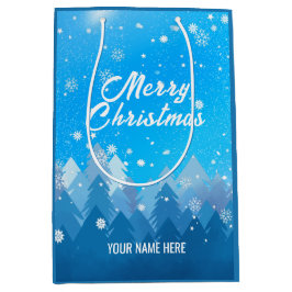 Blauw-witte sneeuw nieuwjaar medium cadeauzakje