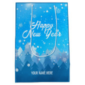 Blauw-witte sneeuw nieuwjaar medium cadeauzakje (Achterkant)