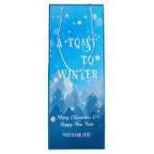 Blauw-witte sneeuw nieuwjaar wijn cadeautas (Achterkant)